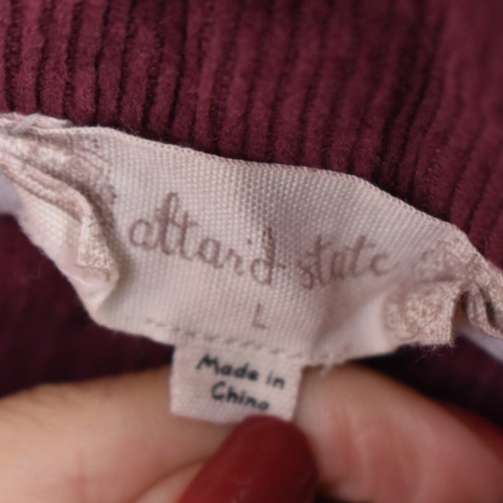 Altar'd State Skirt L Womens Front Zip Burgundy Corduroy Cotton Blend Holiday - Picture 8 of 10